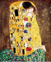 Resim Gustav Klimt - Der Kuss Jugendstil Ölgemälde handgemalt Museumsqualität