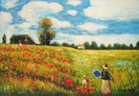 Resim Claude Monet - Mohnfeld bei Argenteuil d91229 60x90cm exzellentes Ölbild