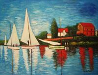 Resim Claude Monet - Regatta bei Argenteuil i91233 80x110cm exquisites Ölbild