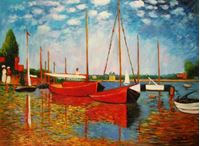 Immagine di Claude Monet - Rote Boote bei Argenteuil i91234 80x110cm handgemaltes Ölbild