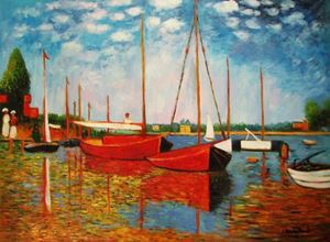 Bild von Claude Monet - Rote Boote bei Argenteuil i91234 80x110cm handgemaltes Ölbild