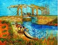Picture of Vincent van Gogh - Brücke von Langlois mit Wäscherinnen a91000 30x40cm imposantes Ölbild