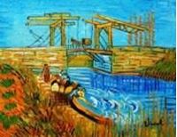Picture of Vincent van Gogh - Brücke von Langlois mit Wäscherinnen a91001 30x40cm imposantes Ölbild