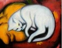 Afbeelding van Franz Marc - Weiße Katze a91007 30x40cm Expressionismus Ölgemälde handgemalt