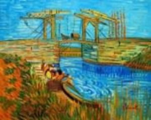 Picture of Vincent van Gogh - Brücke von Langlois mit Wäscherinnen b91029 40x50cm imposantes Ölbild