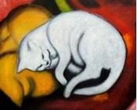 Afbeelding van Franz Marc - Weiße Katze b91038 40x50cm Expressionismus Ölgemälde handgemalt