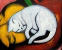 Afbeelding van Franz Marc - Weiße Katze b91039 40x50cm Expressionismus Ölgemälde handgemalt