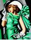 Afbeelding van Homage to T. de Lempicka - Mädchen in Grün mit Handschuhen b91045 40x50cm Art Deco Ölbild handgemalt