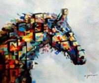 Bild von Abstract - The Cubist Stallion c91053 50x60cm exquisites Ölbild