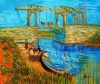 Picture of Vincent van Gogh - Brücke von Langlois mit Wäscherinnen c91064 50x60cm imposantes Ölbild