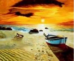 Εικόνα της Sonnenuntergang am Strand von Sylt c91068 50x60cm exzellentes Ölgemälde