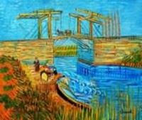 Picture of Vincent van Gogh - Brücke von Langlois mit Wäscherinnen c91077 50x60cm imposantes Ölbild