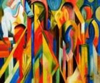 Afbeelding van Franz Marc - Stallungen c91086 50x60cm Expressionismus Ölgemälde handgemalt