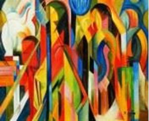 Resim Franz Marc - Stallungen c91092 50x60cm Expressionismus Ölgemälde handgemalt