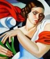 Afbeelding van Homage of Tamara de Lempicka - Portrait der Ira P c91110 50x60cm Art Deco Ölbild