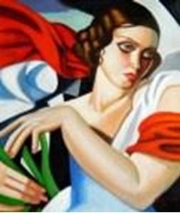 Afbeelding van Homage of Tamara de Lempicka - Portrait der Ira P c91110 50x60cm Art Deco Ölbild