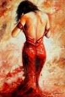 Εικόνα της Modern Art - Lady in red dress d91132 60x90cm exzellentes Ölbild