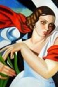 Afbeelding van Homage of Tamara de Lempicka - Portrait der Ira P d91151 60x90cm Art Deco Ölbild