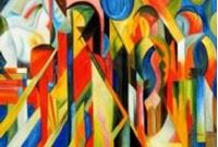 Afbeelding van Franz Marc - Stallungen d91177 60x90cm Expressionismus Ölgemälde handgemalt