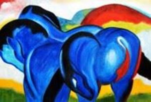 Εικόνα της Franz Marc - Große blaue Pferde d91181 60x90cm exzellentes Ölgemälde