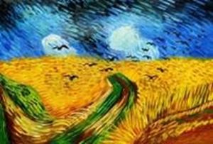 Afbeelding van Vincent van Gogh - Kornfeld mit Krähen d91191 60x90cm Ölgemälde handgemalt