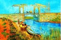 Bild von Vincent van Gogh - Brücke von Langlois mit Wäscherinnen d91196 60x90cm imposantes Ölbild