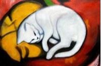 Afbeelding van Franz Marc - Weiße Katze d91245 60x90cm Expressionismus Ölgemälde handgemalt