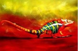 Εικόνα της Modern Abstract - The colored chameleon d91251 60x90cm exzellentes Ölgemälde