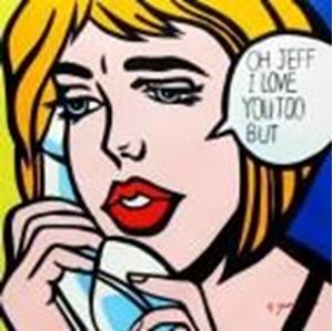 Picture of Homage to Roy Lichtenstein - I love you Pop Art e91253 60x60cm exquisites Ölbild handgemalt