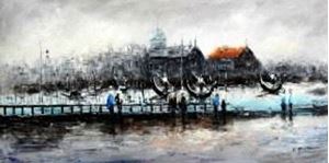 Εικόνα της Modern Art - Venedig im Morgengrauen f91266 60x120cm bemerkenswertes Ölbild