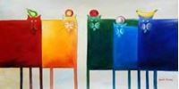 Εικόνα της Pop Art - Das lustige bunte Katzenquintett f91268 60x120cm witziges Ölbild
