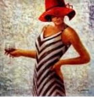 Εικόνα της Modern Art - Lady in striped dress g91293 80x80cm Ölbild handgemalt