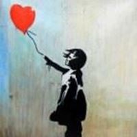 Afbeelding van Homage to Banksy - Girl with balloon g91308 80x80cm exquisites Ölgemälde