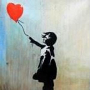 Picture of Homage to Banksy - Girl with balloon g91308 80x80cm exquisites Ölgemälde