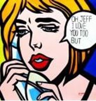 Afbeelding van Homage to Roy Lichtenstein - I love you Pop Art g91313 80x80cm exquisites Ölbild handgemalt