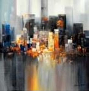 Изображение Abstrakt New York Manhattan Skyline bei Nacht g91321 80x80cm Gemälde handgemalt