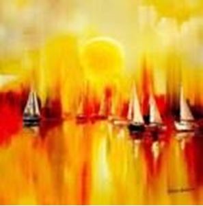 Image de Segelboote auf dem Gardasee g91322 80x80cm modernes Gemälde handgemalt