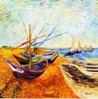Afbeelding van Vincent van Gogh - Fischerboote am Strand h91346 90x90cm Ölgemälde handgemalt
