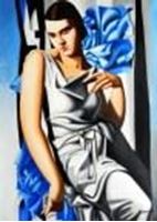 Afbeelding van Homage of Tamara de Lempicka - Portrait der Mrs. M i91355 80x110cm Ölbild handgemalt