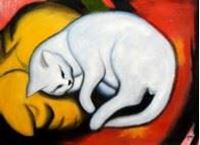 Afbeelding van Franz Marc - Weiße Katze i91365 80x110cm Expressionismus Ölgemälde handgemalt