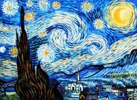 Bild von Vincent van Gogh - Sternennacht i91384 80x110cm exzellentes Ölgemälde handgemalt