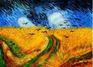 Afbeelding van Vincent van Gogh - Kornfeld mit Krähen i91394 80x110cm Ölgemälde handgemalt
