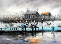 Εικόνα της Modern Art - Venedig im Morgengrauen i91397 80x110cm bemerkenswertes Ölbild