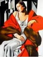Afbeelding van Homage to T. de Lempicka - Portrait der Madame Boucard k91401 90x120cm Art Deco Ölgemälde handgemalt