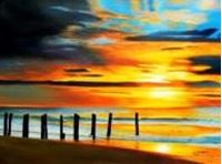 Εικόνα της Modern Art - Nordsee Sonnenuntergang k91412 90x120cm handgemaltes Ölbild