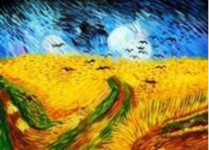 Afbeelding van Vincent van Gogh - Kornfeld mit Krähen k91420 90x120cm Ölgemälde handgemalt
