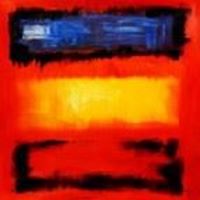 Afbeelding van Bauhaus - Blau auf Gelb auf Rot m91428 120x120cm modernes Ölgemälde