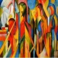 Afbeelding van Franz Marc - Stallungen m91447 120x120cm Expressionismus Ölgemälde handgemalt