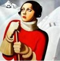 Afbeelding van Homage to T. Lempicka - Sain Moritz m91450 120x120cm handgemaltes Gemälde