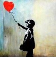 Afbeelding van Homage to Banksy - Girl with balloon m91463 120x120cm exquisites Ölgemälde